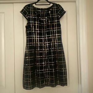 Vince Camuto Black Dress with Gold Metallic Grid